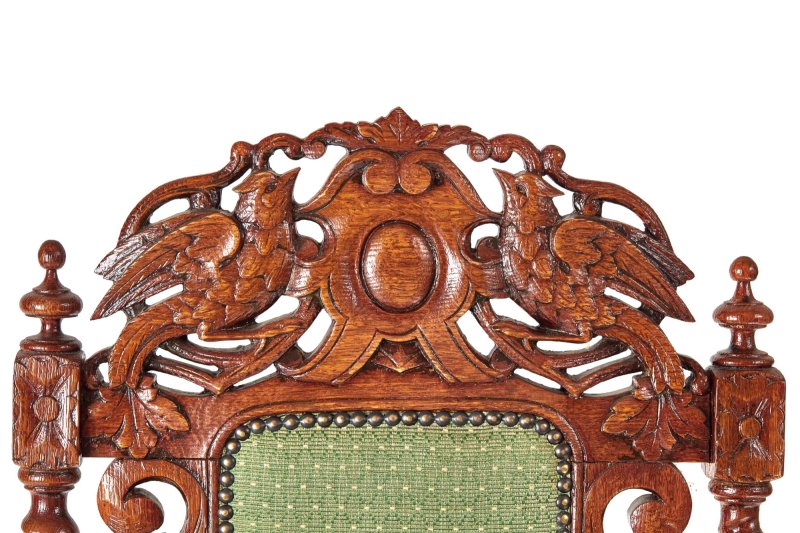 Large Antique Victorian Quality Carved Oak Throne Armchair - Image 4